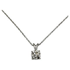 14K White Gold Diamond Solitaire Pendant Necklace #26179