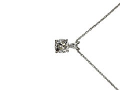 14K White Gold Diamond Solitaire Pendant Necklace #26179