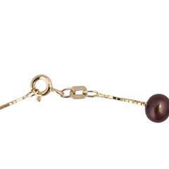 14K Yellow Gold Black Pearl Station Necklace #26152