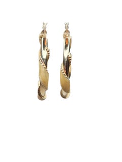 14K Yellow Gold Enamel Twisted Hoop Earrings #26160