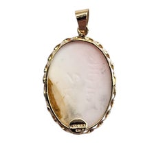 14K Yellow Gold Pink Cameo Pendant #26269