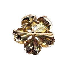 Antique 14K Yellow Gold Enamel Flower Pin #26268