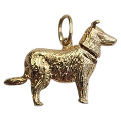 14K Yellow Gold Articulating German Shepard Dog Charm #26267