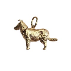 14K Yellow Gold Articulating German Shepard Dog Charm #26267
