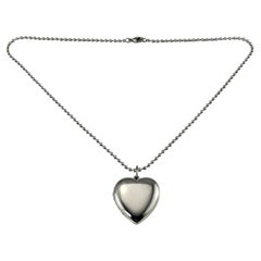 Tiffany & Co. Sterling Silver Heart Locket Pendant Necklace #26253