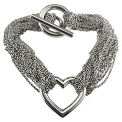 Tiffany & Co. Sterling Silver Open Heart Multi Strand Bracelet #26237