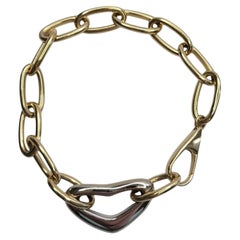 Pulsera de eslabones en forma de corazón de oro de 18 quilates bicolor (amarillo y blanco) n.º 26708