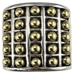 Lagos Caviar Sterling Silver and 18K Yellow Gold Dome Lattice Ring Size 6 #26241