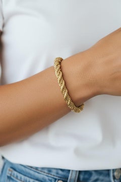 Bracciale Tiffany & Co. in oro giallo 14 carati con motivo a corda intrecciata e catena, n. 26274