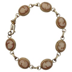 14K Yellow Gold Cameo Station Bracelet #26700