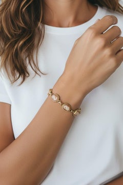 14K Yellow Gold Cameo Station Bracelet #26700