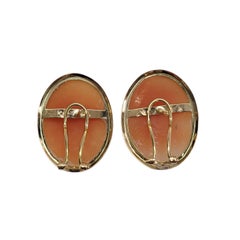 14K Yellow Gold Cameo Earrings #26298