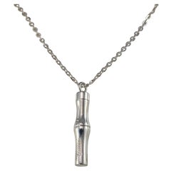 Gucci Sterling Silver Bamboo Pendant Necklace #26240