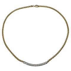 Spark 18K Yellow and White Gold Diamond Bar Necklace 16.5" #26168