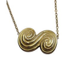 1993 Tiffany & Co. 18K Yellow Gold Spiro Swirl Pendant Necklace 16" #26713
