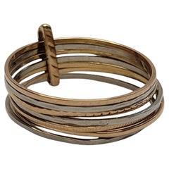 19-karätiger zweifarbiger Ring aus Weiß- und Gelbgold mit mehreren Ringen, Größe 8,5 #26714