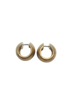 18K Yellow Gold Satin Finish Wide Huggie Hoop Earrings #26750