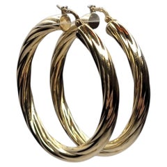 14-karätige Gelbgold-Ohrringe in gedrehter Reifform #26725