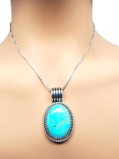 Carol Felley Sterling Silver Oval Turquoise Pendant #17172