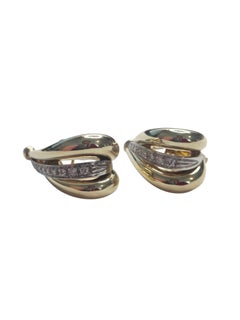 14K Yellow Gold Diamond Accented J-Hoop Earrings #26773