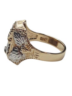 10K White and Yellow Gold Grape Leaves Motif Ring Size 10 #26759