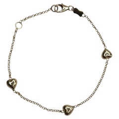 14K Yellow Gold Puffy Heart Station Bracelet #26809