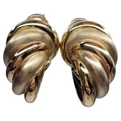 18K Yellow, Rose and White Gold Shell Design Earrings #26747