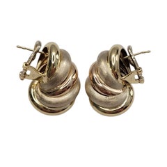 18K Yellow, Rose and White Gold Shell Design Earrings #26747