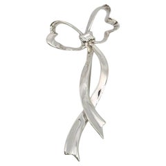 Tiffany & Co Sterling Silver Ribbon Bow Pin Brooch #26768