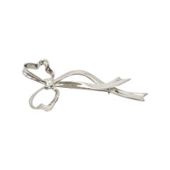 Tiffany & Co Sterling Silver Ribbon Bow Pin Brooch #26768