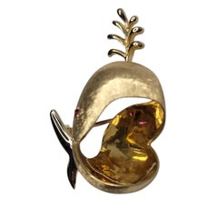 14K Yellow Gold Spouting Whale Pin #26817