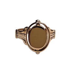 Anello medaglione reversibile in oro 14 carati con pietra di sangue, misura 8,75 #26814