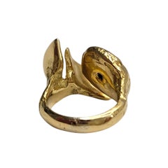 Anello a ventaglio con opale in oro giallo 18 carati, misura 4 #26818