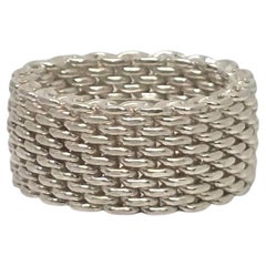 Tiffany & Co Sterling Silver Somerset Mesh Band Ring Size 7 #26821
