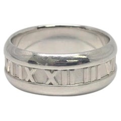 Tiffany & Co Sterling Silver Atlas Roman Numeral Band Ring Size 9.5 #26820