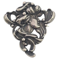 Antique William Kerr Sterling Silver Art Nouveau Lady Pin/Brooch #26836