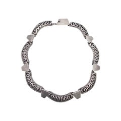 Victoria Mexico Sterling Silver Articulated Link Necklace and Earrings Set 26837