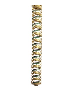 Ottaviani 18K Yellow Gold Blue and Green Enamel Panel Bracelet #26850