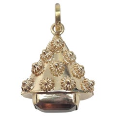 18K Yellow Gold Tree Design Watch Fob Pendant #26854