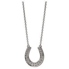 Tiffany & Co Platinum and Diamond Horsehoe Pendant Necklace with Box #26864