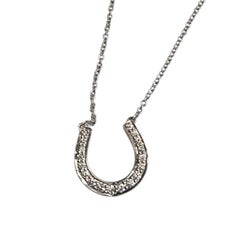 Tiffany & Co Platinum and Diamond Horsehoe Pendant Necklace with Box #26864