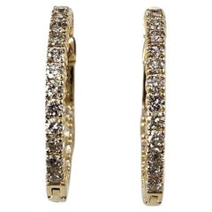 14K Yellow Gold Inside-Out Diamond Hoop Earrings #26842