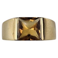 1997 Cartier 18K Yellow Gold Citrine Tank Ring Size 6.75 / 54 #26889