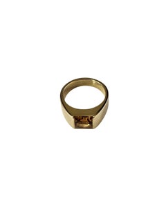 1997 Cartier 18K Yellow Gold Citrine Tank Ring Size 6.75 / 54 #26889