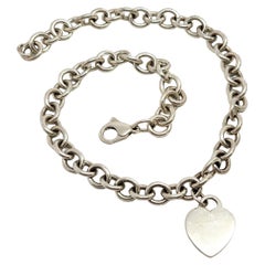 Tiffany & Co - Collier Rolo en argent sterling avec étiquette coeur 16".