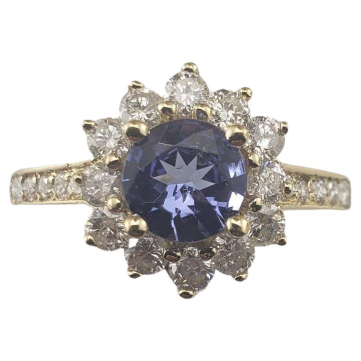 14K Yellow Gold Tanzanite and Diamond Ring size 5.75 #15082 For Sale