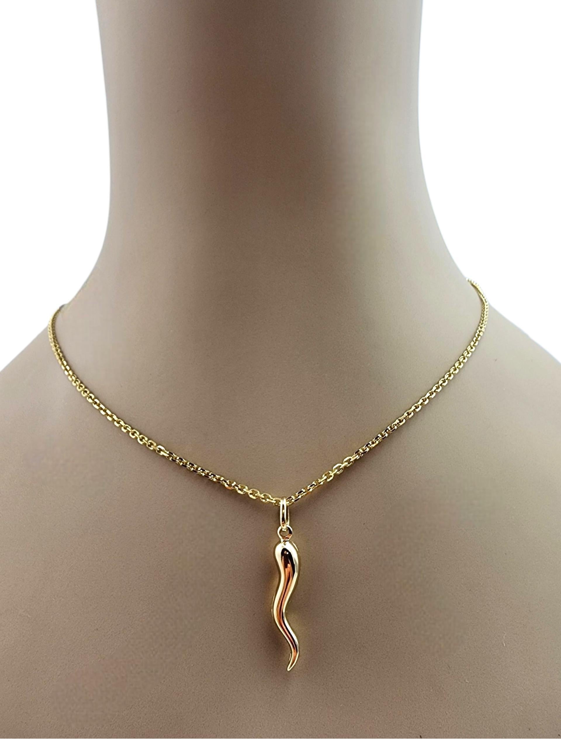 Charme en or jaune 14K en forme de corne italienne #22353 en vente 4