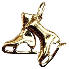 14K Yellow Gold Ice Skates Charm #22346