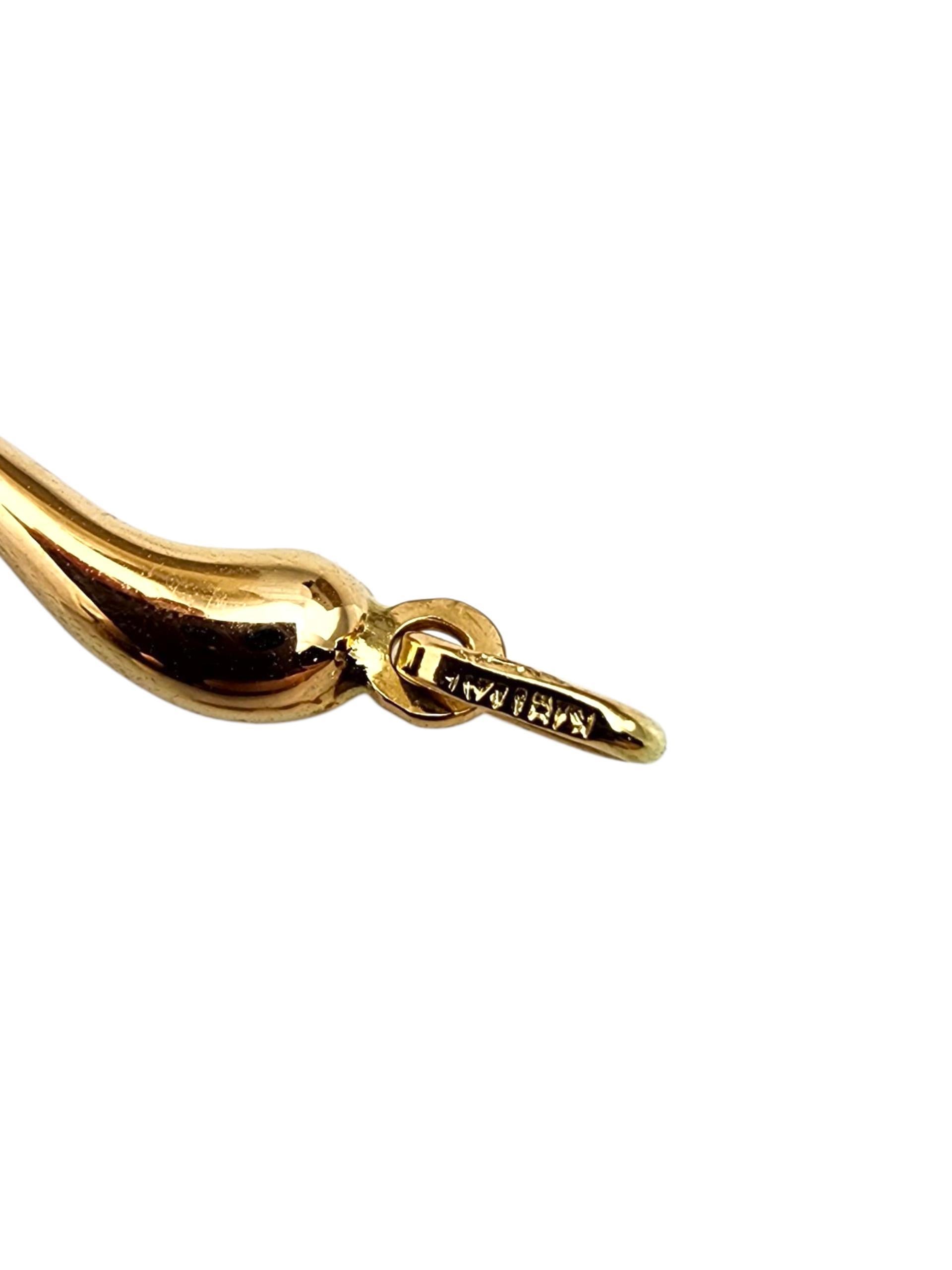 Charme en or jaune 14K en forme de corne italienne #22343 en vente 2