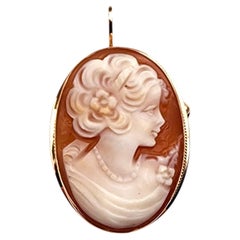 14K Yellow Gold Cameo Brooch / Pendant #22326